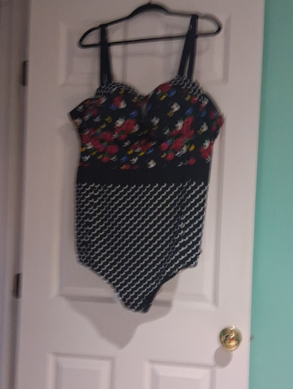 torrid Black Floral Polka Dot  Swimsuit